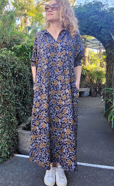 Wild Flower Navy Tan