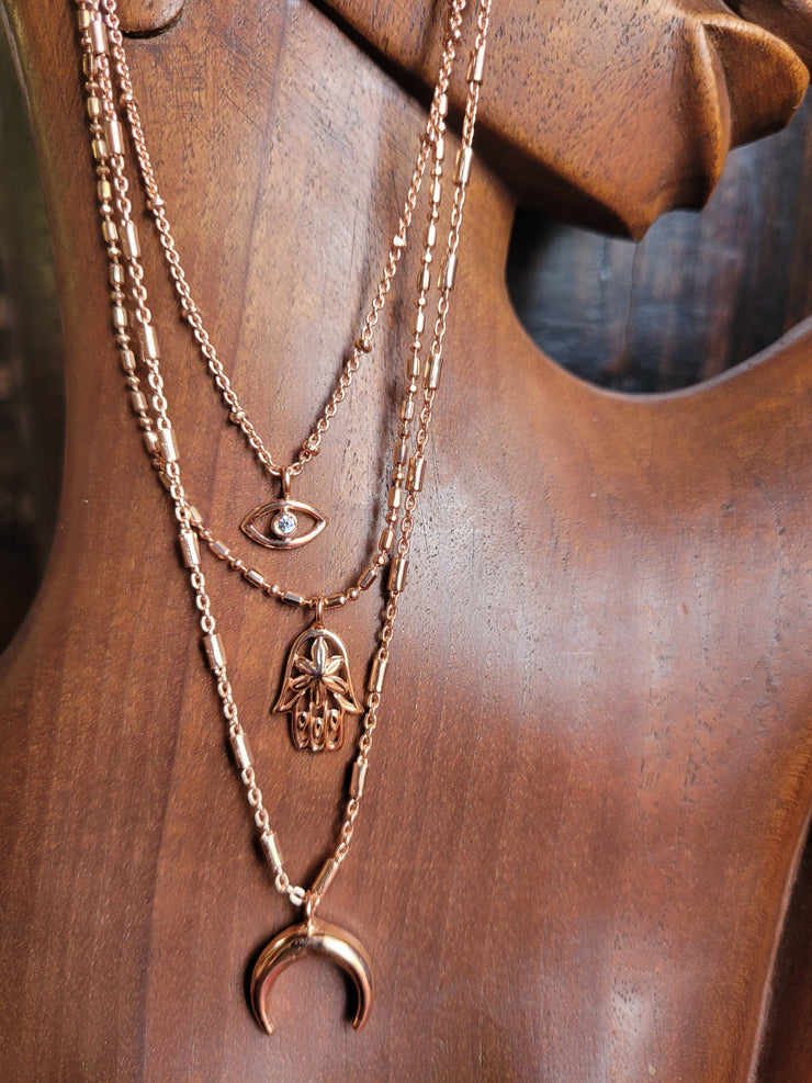 Triple Hamsa Rose Gold Plate